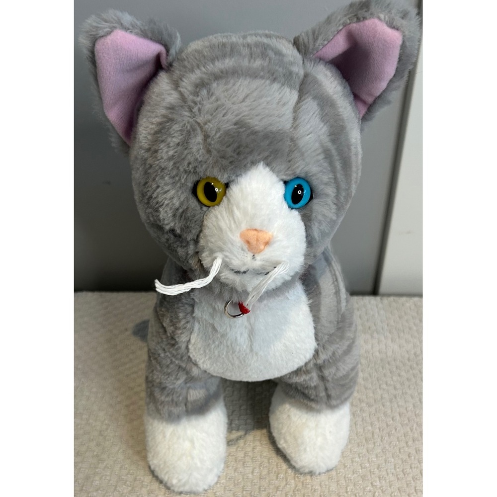 Build-A-Bear Grey Tabby Cat Plush‎ Heterochromia Blue Yellow Eyes Promise Pets